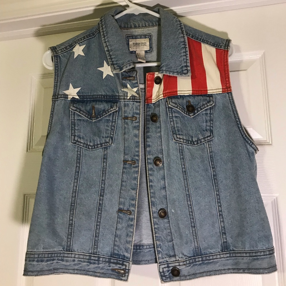American Flag Denim Vest